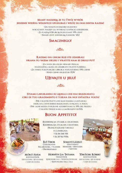 Paprikacsárda - Étlap - téli - Lengyel, Horváth, Olasz