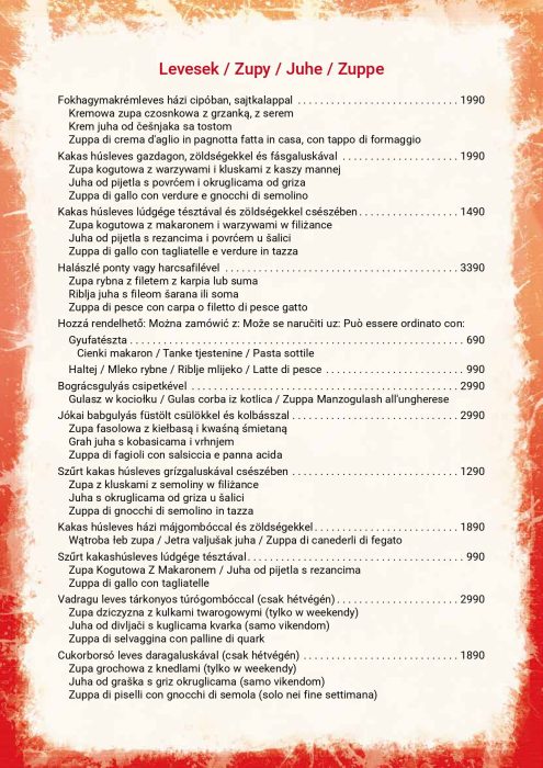 Paprikacsárda - Étlap - téli - Lengyel, Horváth, Olasz