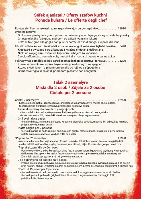 Paprikacsárda - Étlap - téli - Lengyel, Horváth, Olasz