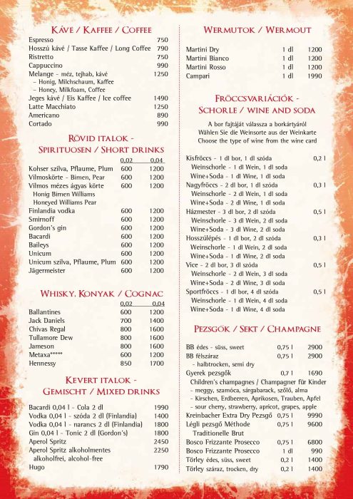 Paprikacsárda - Étlap - téli - Magyar, Német, Angol