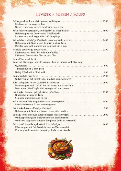 Paprikacsárda - Étlap - téli - Magyar, Német, Angol