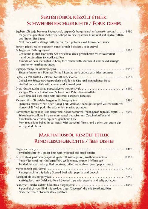 Paprikacsárda - Étlap - téli - Magyar, Német, Angol