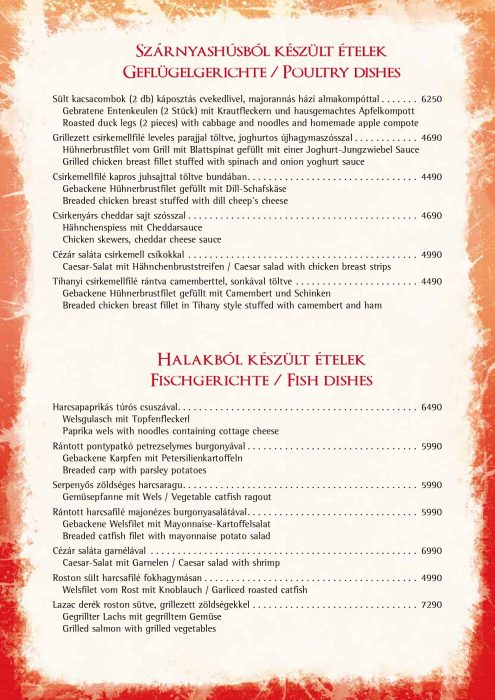 Paprikacsárda - Étlap - téli - Magyar, Német, Angol