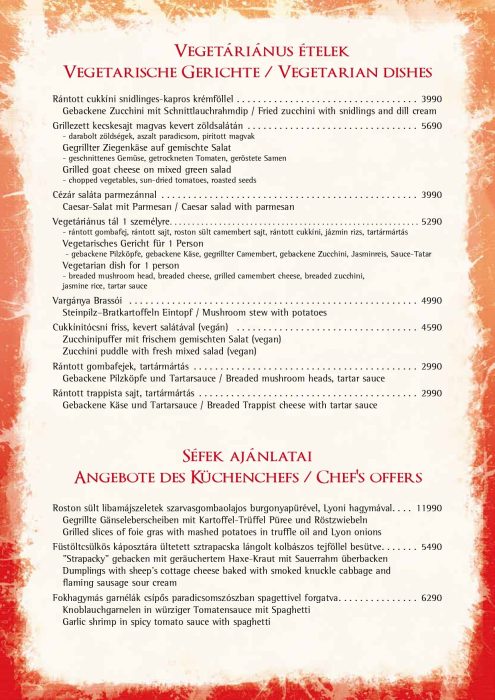 Paprikacsárda - Étlap - téli - Magyar, Német, Angol